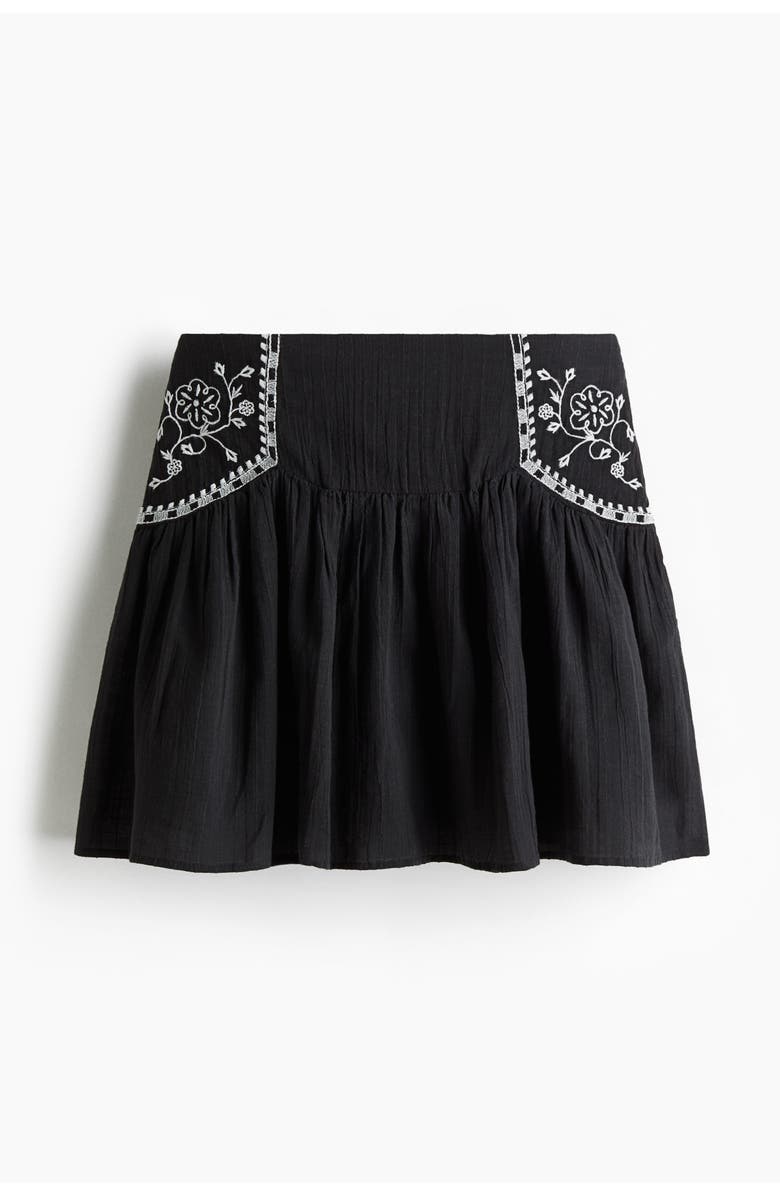 H&M Embroidered Skirt, Main, color, Black