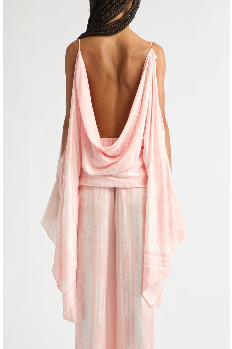 Foulard Print Open Shoulder Top, Alternate, color, OJD PINK/ WHITE