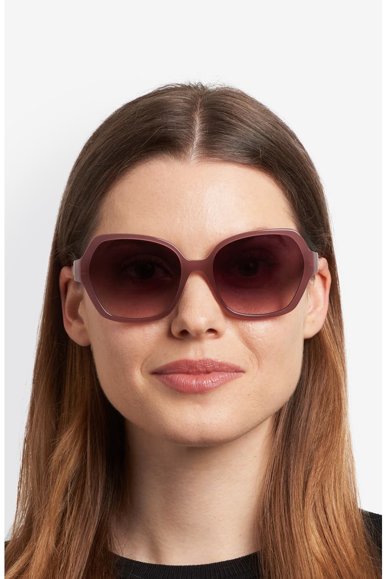 layne 57mm geometric square sunglasses, Alternate, color, BROWN/ BROWN SF