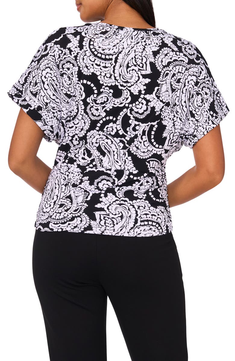 Chaus Stretch Jersey Banded Waist Top, Alternate, color, Black/ White