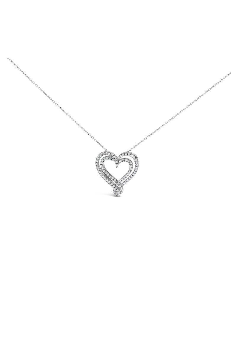 Sterling Silver 1/2 Cttw Diamond Heart Pendant Necklace, Main, color, Silver