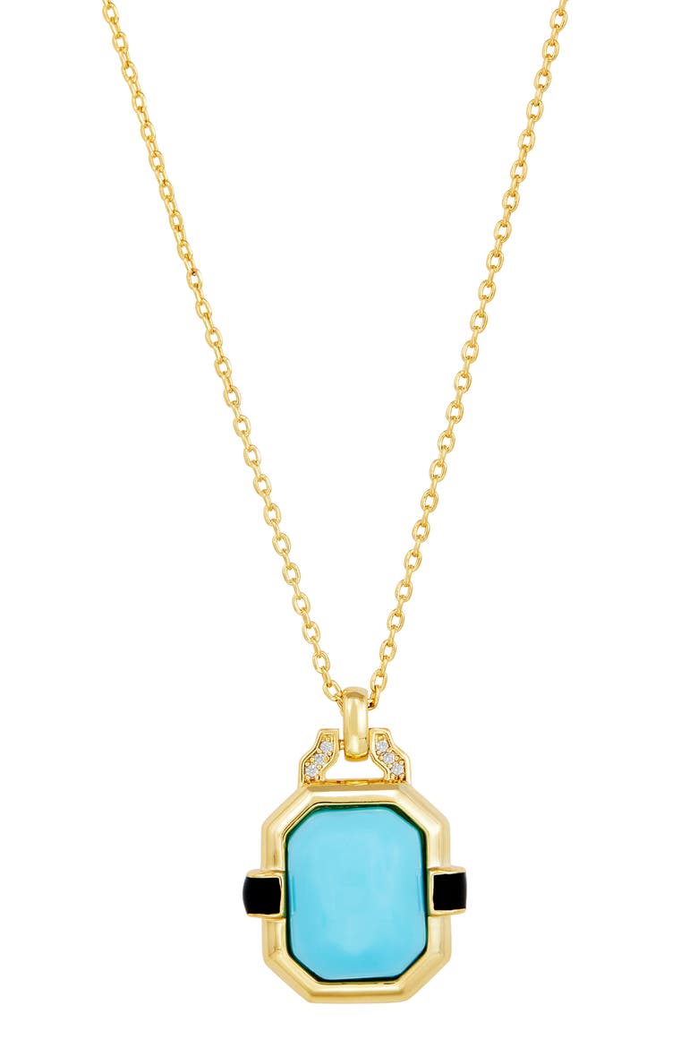 Art Deco Enamel Pendant Necklace, Main, color, YELLOW