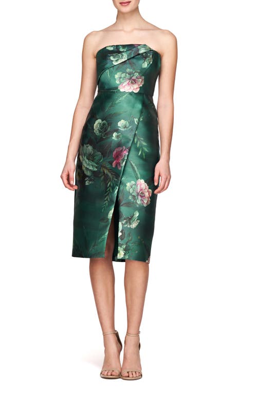 Kay Unger Adeline Strapless Midi Dress in Light Emerald 