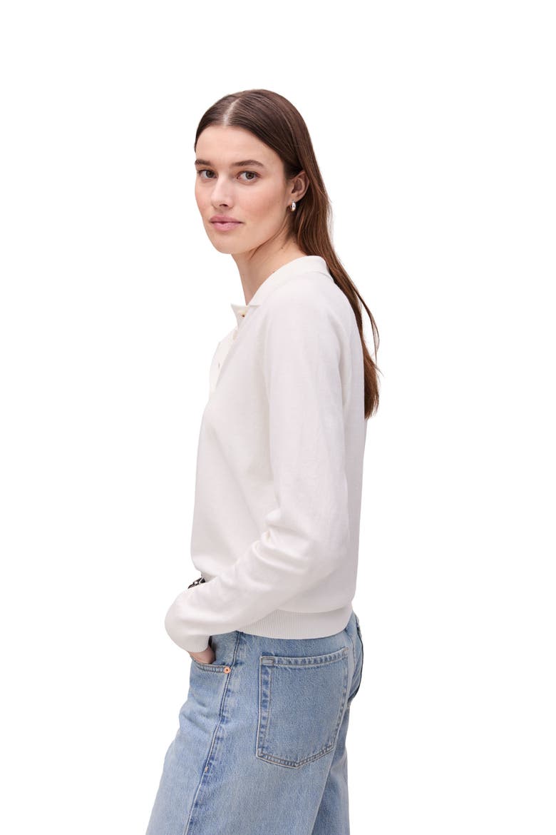 Washable Cotton Silk Henley, Alternate, color, Coconut Milk