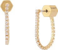 AllSaints Crystal Front-to-Back Hoop Earrings
