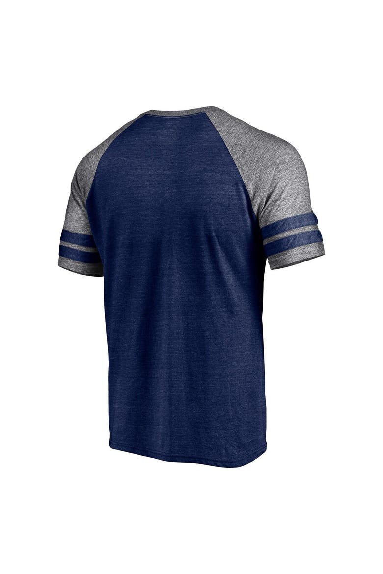 Men's Fanatics Branded Heather Navy Boston Red Sox Utility Two-Stripe Raglan Tri-Blend T-Shirt, Alternate, color, Heather Navy