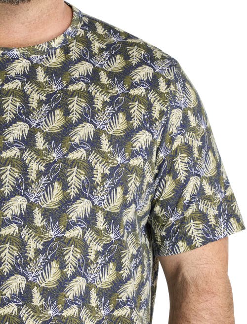 Harbor Bay By Dxl Big & Tall Moisture-wicking Multi Leaf Print T-shirt In Sage