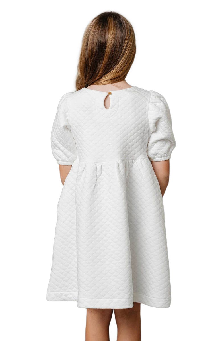 Hope & Henry Girls' Quilted Puff Sleeve Dress, Kids, Alternate, color, Soft White Quilted
