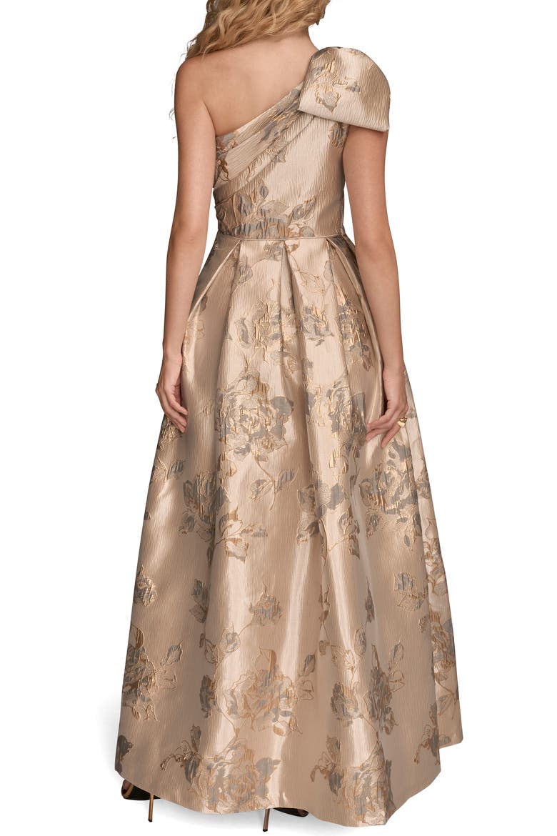 Metallic Floral Jacquard Ball Gown, Alternate, color, CHAMPAGNE METALLIC