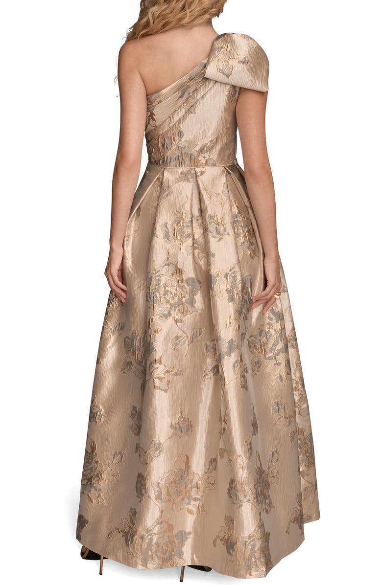 Donna Karan New York Metallic Floral Jacquard Ball Gown, Alternate, color, Champagne Metallic