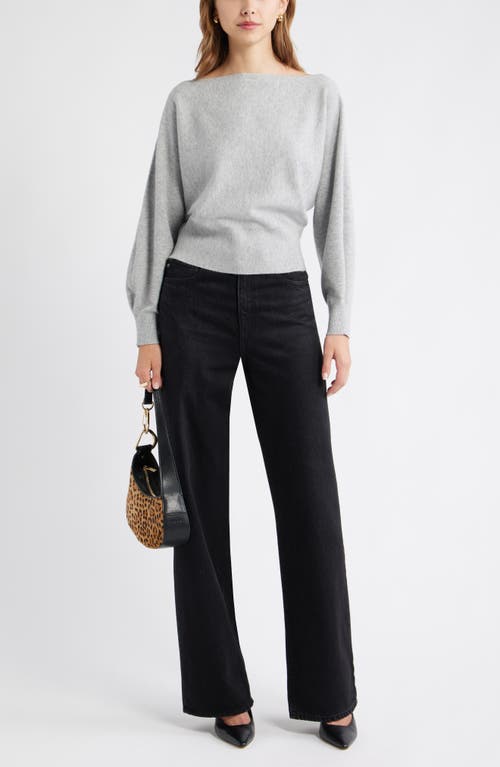 Open Edit Boat Neck Sweater In Gray