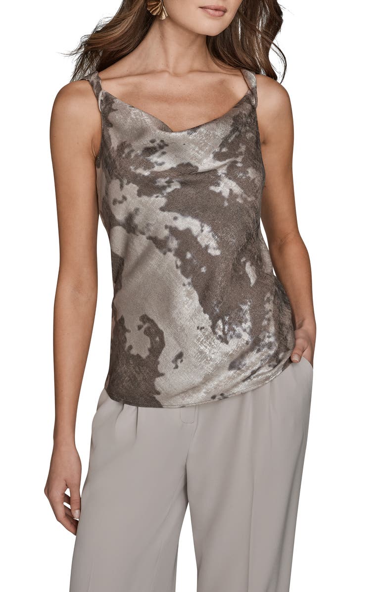 Donna Karan New York Twist Shoulder Metallic Camisole, Main, color, Dark Vapor Multi