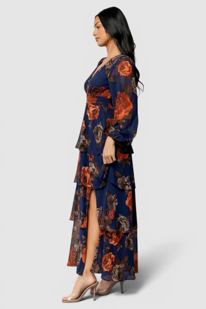 Mariella Tiered Maxi Dress, Alternate, color, Navy + Rust