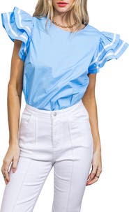 FLYING TOMATO Solid Woven Top