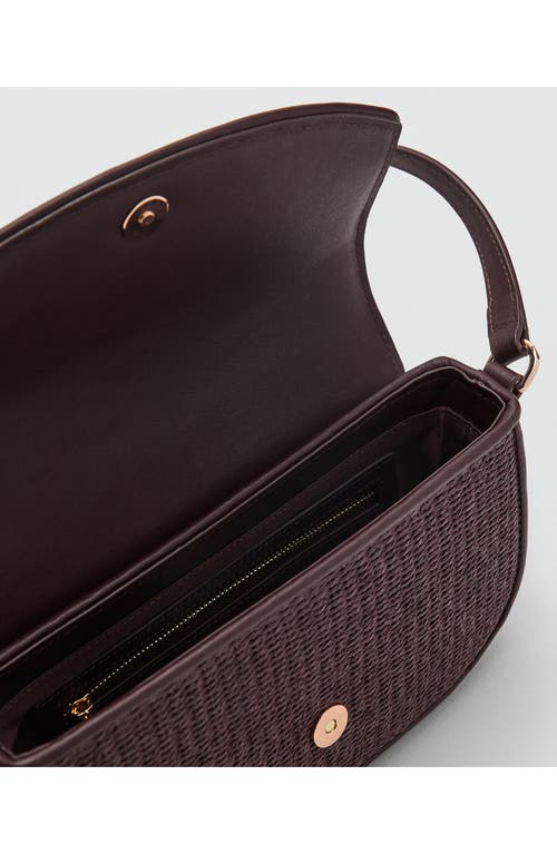 Mango Raffia Shoulder Bag With Flap Chocolate