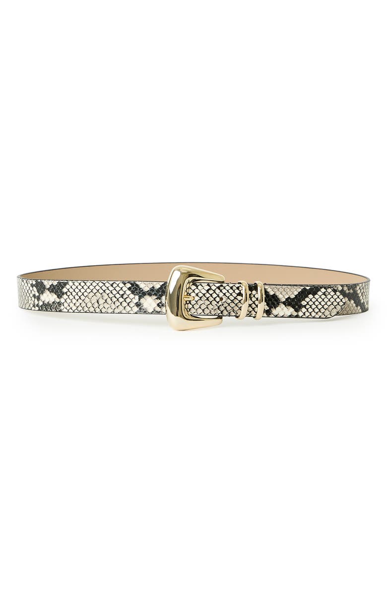 B-Low the Belt Milan Python Print Leather Belt, Main, color, White/ Gold