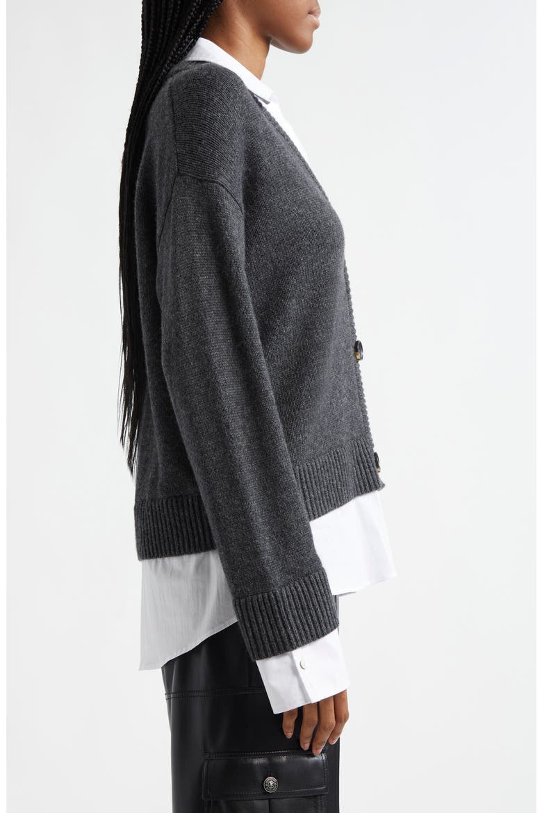 Megan Mixed Media Pullover Sweater, Alternate, color, CHARCOAL/ WHITE