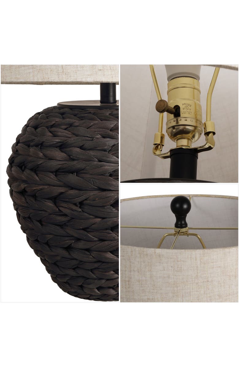 JONATHAN Y Alaro Farmhouse Coastal Water Hyacinth Basket LED Table Lamp, Alternate, color, Black