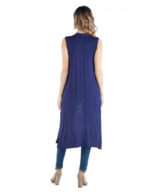 24seven Comfort Apparel Maternity Sleeveless Long Cardigan With Side Slit