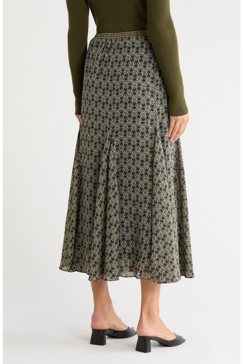 Floral Georgette Godet Maxi Skirt, Alternate, color, NAVY NOUVEAU MINI LILIES