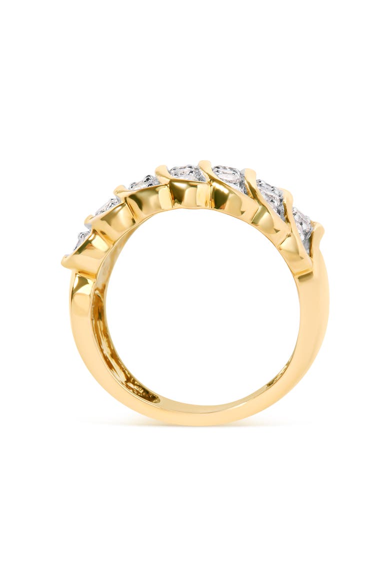 14K Yellow Gold Plated Silver 2.00 Cttw Diamond Multi Row Band Ring, Alternate, color, Yellow
