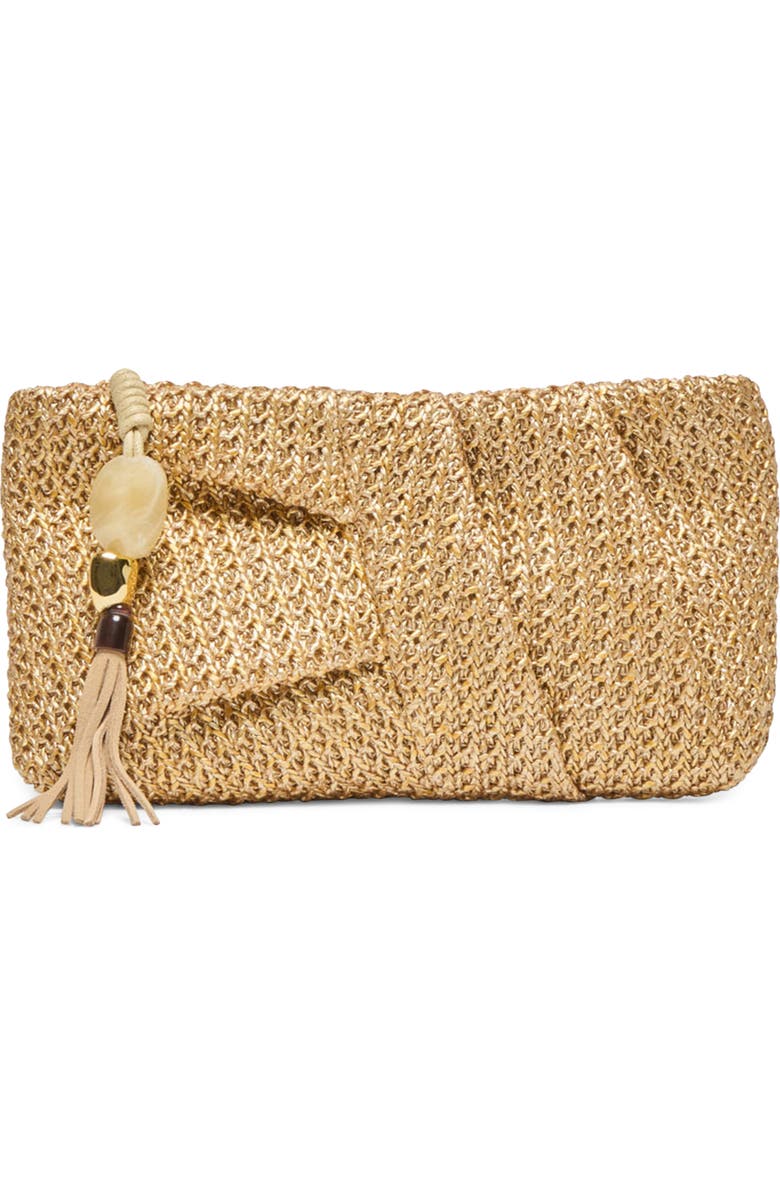 Dolce Vita Lorena Woven Raffia Clutch, Main, color, Gold