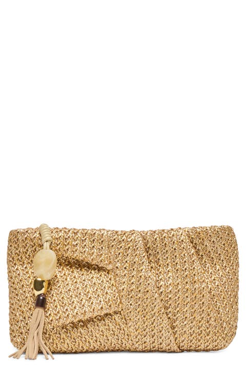 Lorena Woven Raffia Clutch