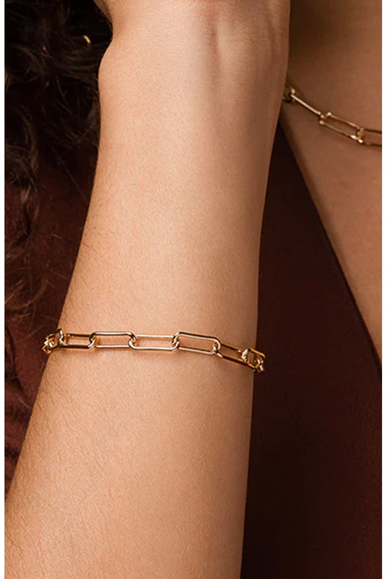 Sterling Silver 18k Gold Plated Amelia Chain Bracelet Dainty Trendy, Alternate, color, Gold