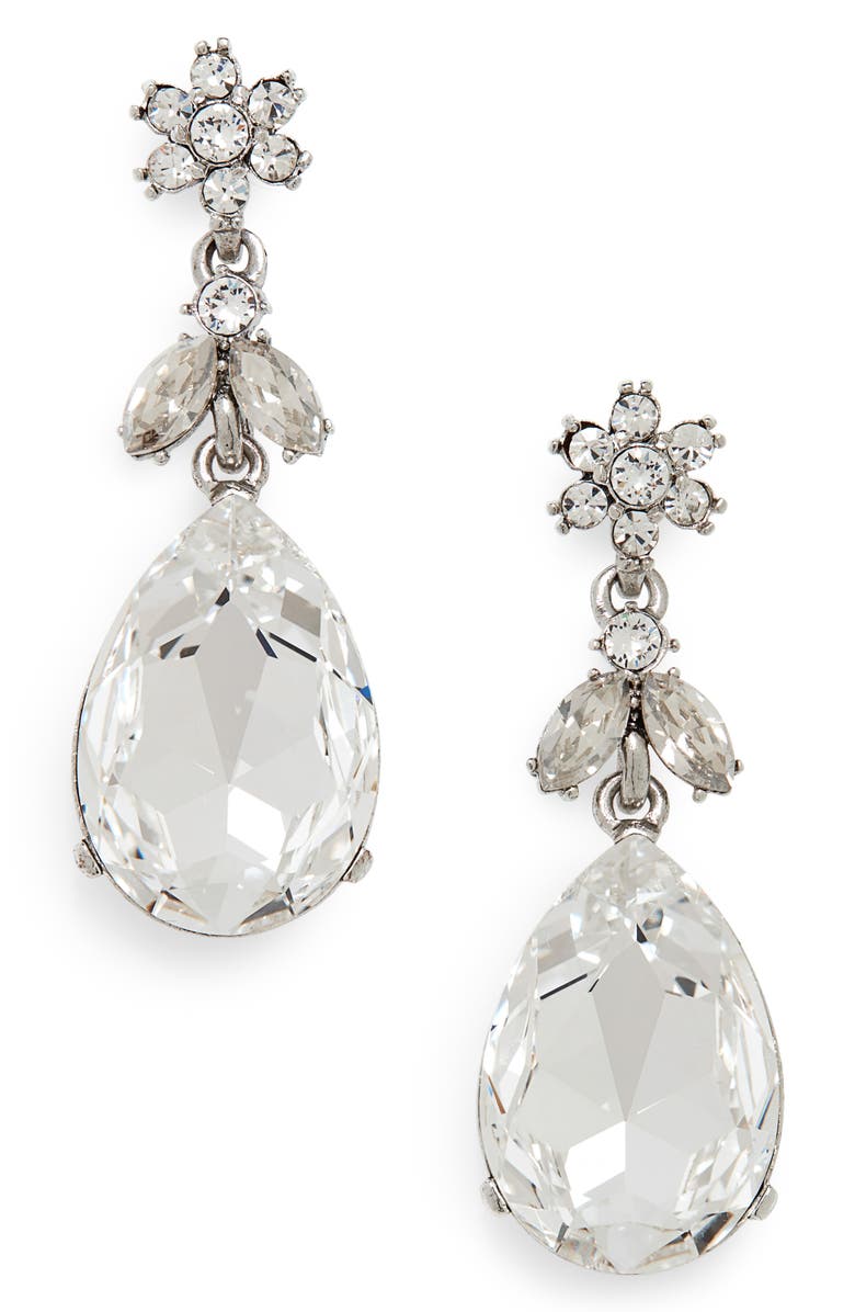 Oscar de la Renta Classic Crystal Teardrop Earrings, Main, color,