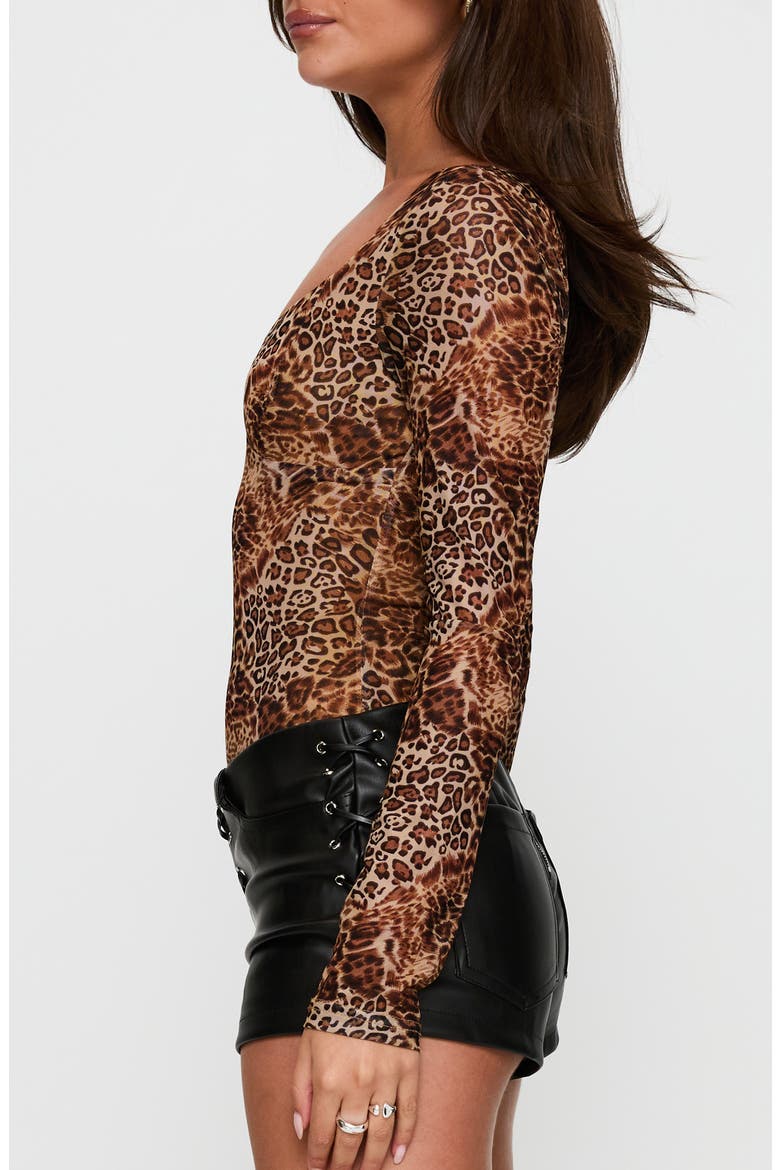 Elixia Leopard Print Long Sleeve Bodysuit, Alternate, color, LEOPARD