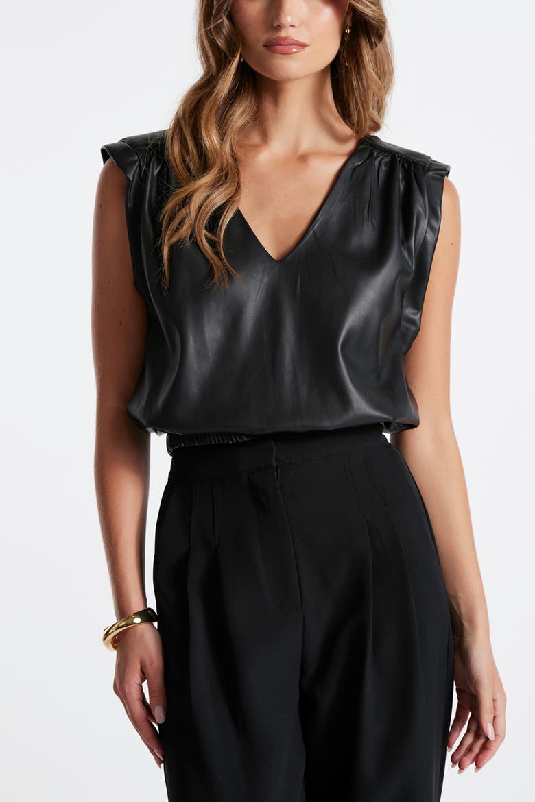 Simone Leather Top, Main, color, Latte