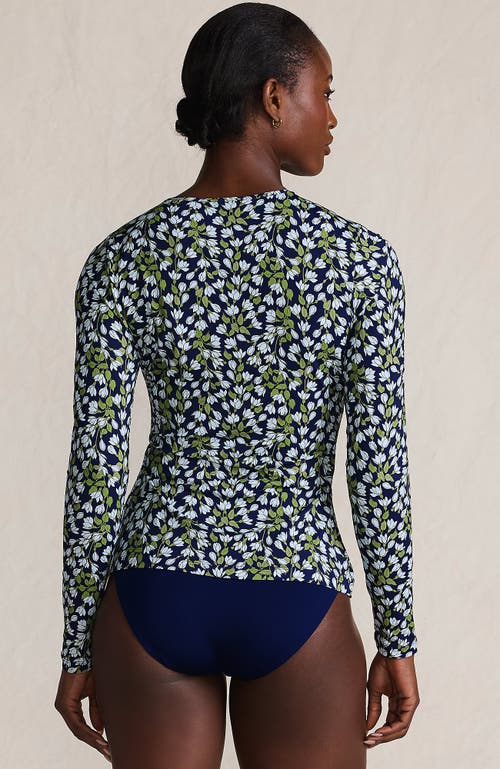 Lands' End Plus Size Sunshade Upf 50 Long Sleeve Relaxed Rash Guard In Blue