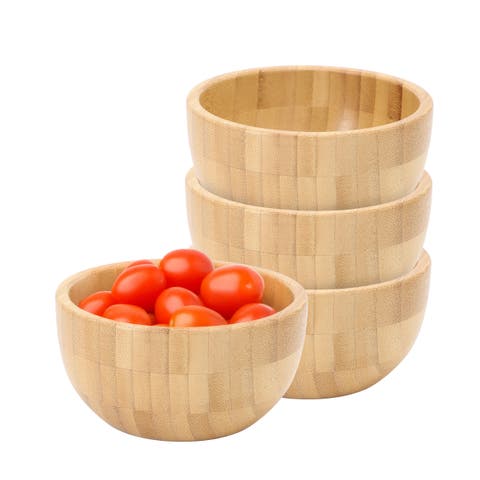 4 Piece 4.75 Inch Wood Salad Bowl Set