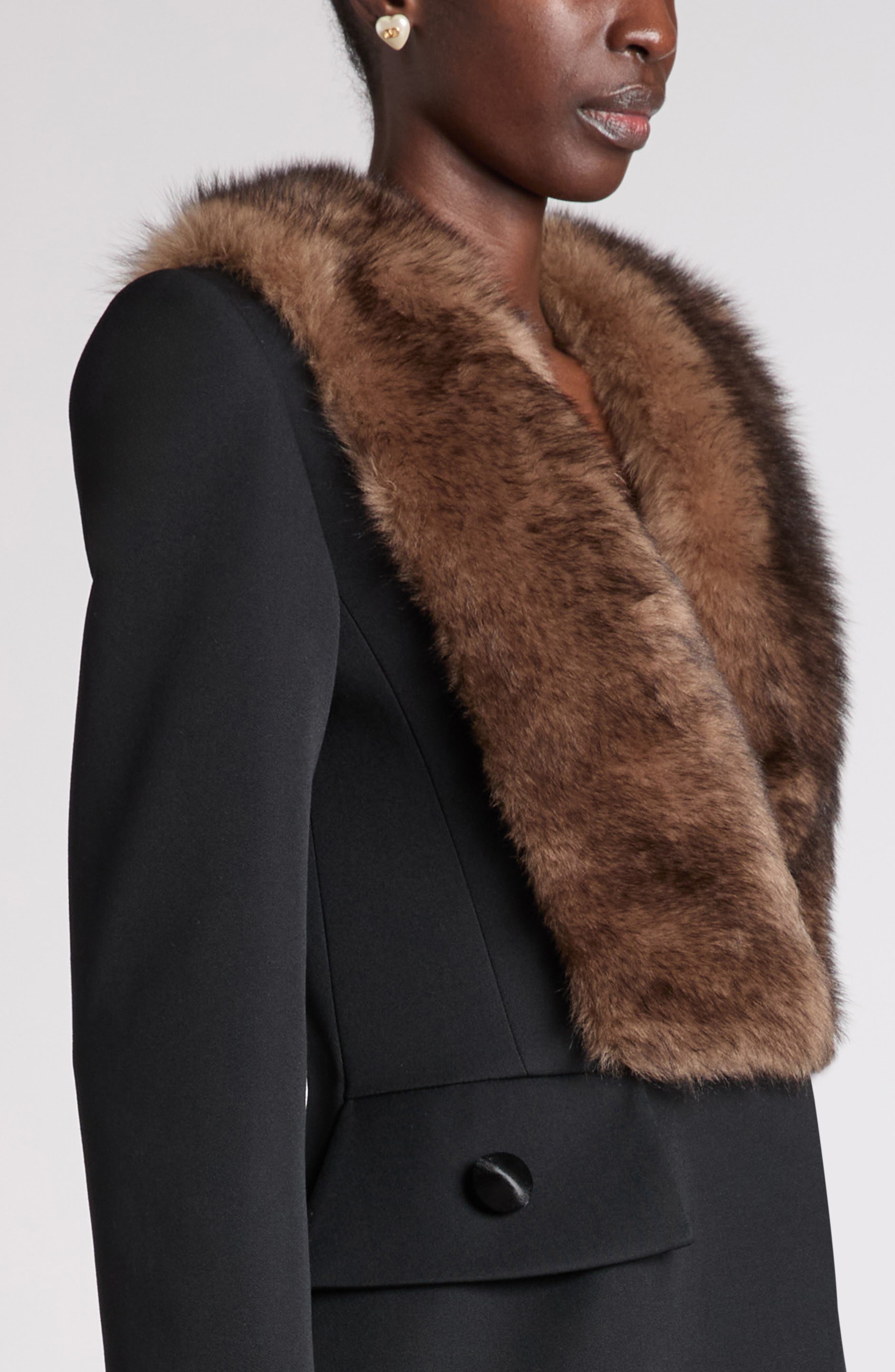 美品★VALENTINO最高級ライン★ダブルフェイス★コート Valentino Garavani Grisaille Wool Coat with Genuine Fur Trim