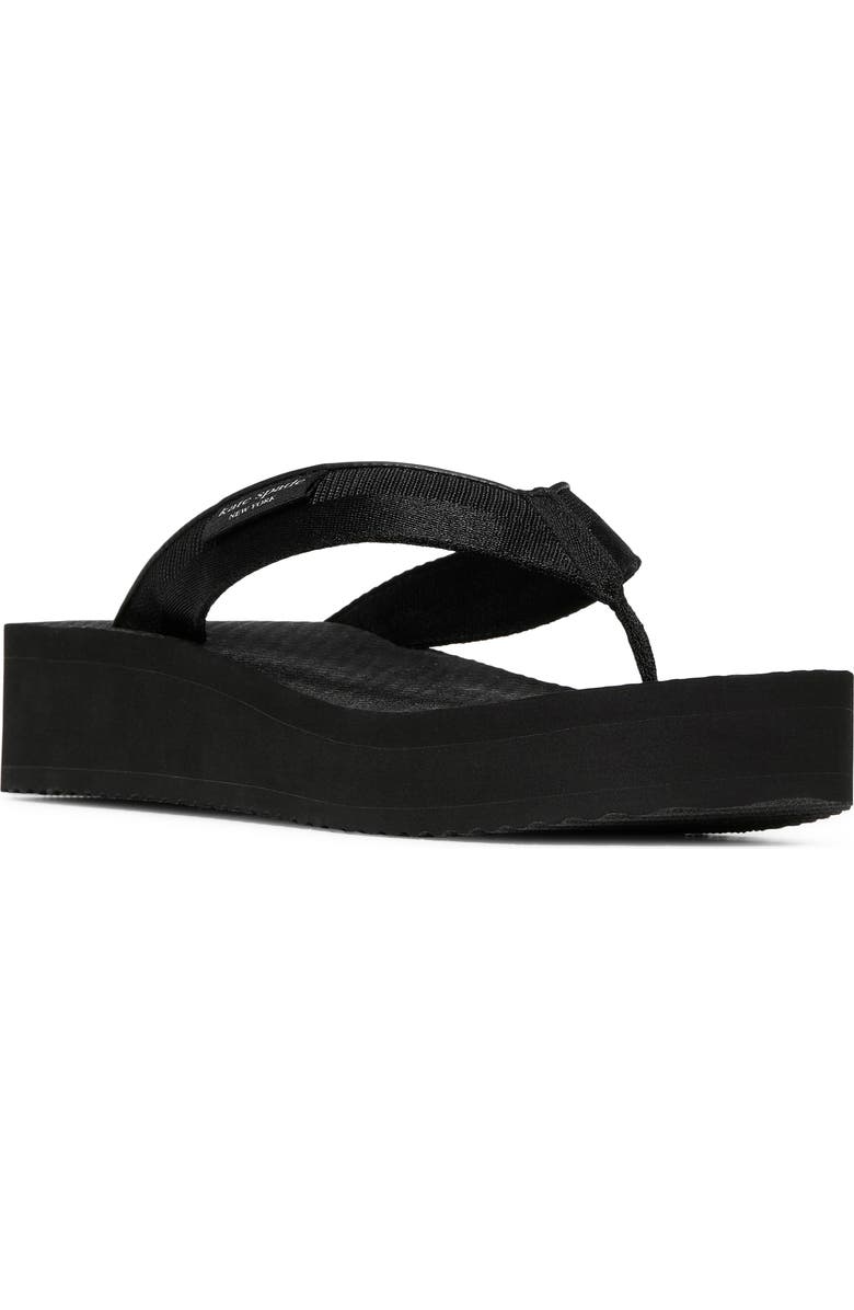 Kate Spade New York sam icon platform wedge flip flop, Main, color, Black