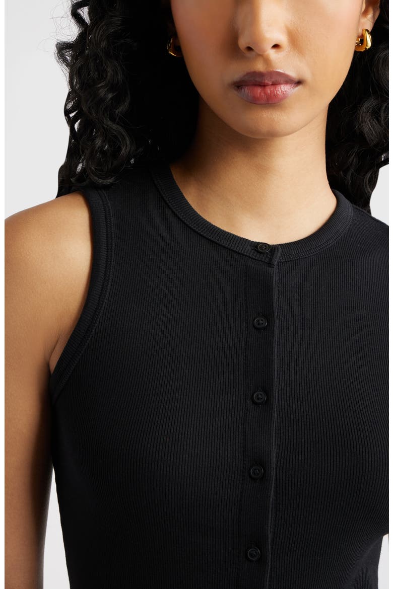 Rib Button-Up Tank, Alternate, color, BLACK
