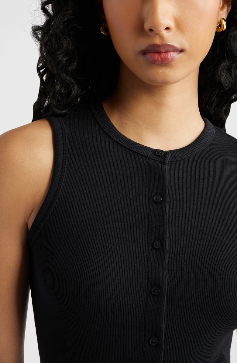 Open Edit Rib Button-Up Tank, Alternate, color, Black