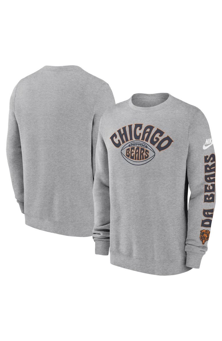 Nike Men's Chicago Bears  Nike Charcoal Rewind Club Pullover Sweatshirt, Main, color, 