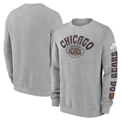 NIKE CHICAGO BEARS  NIKE CHARCOAL REWIND CLUB PULLOVER SWEATSHIRT