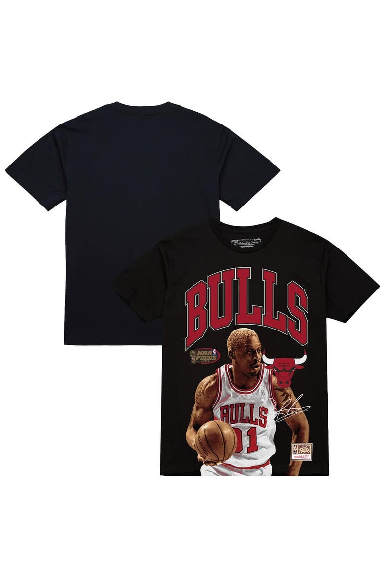 Men's Mitchell & Ness Dennis Rodman Black Chicago Bulls Hardwood Classics Player Arch T-Shirt, Main, color, Black