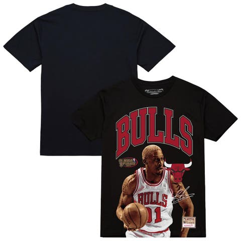 Men's Mitchell & Ness Dennis Rodman Black Chicago Bulls Hardwood Classics Player Arch T-Shirt