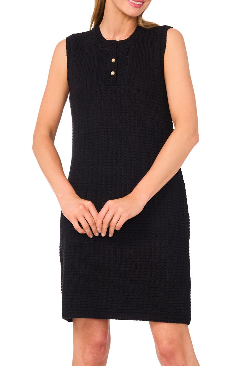 Sleeveless Organic Cotton Blend Sweater Dress, Alternate, color, RICH BLACK
