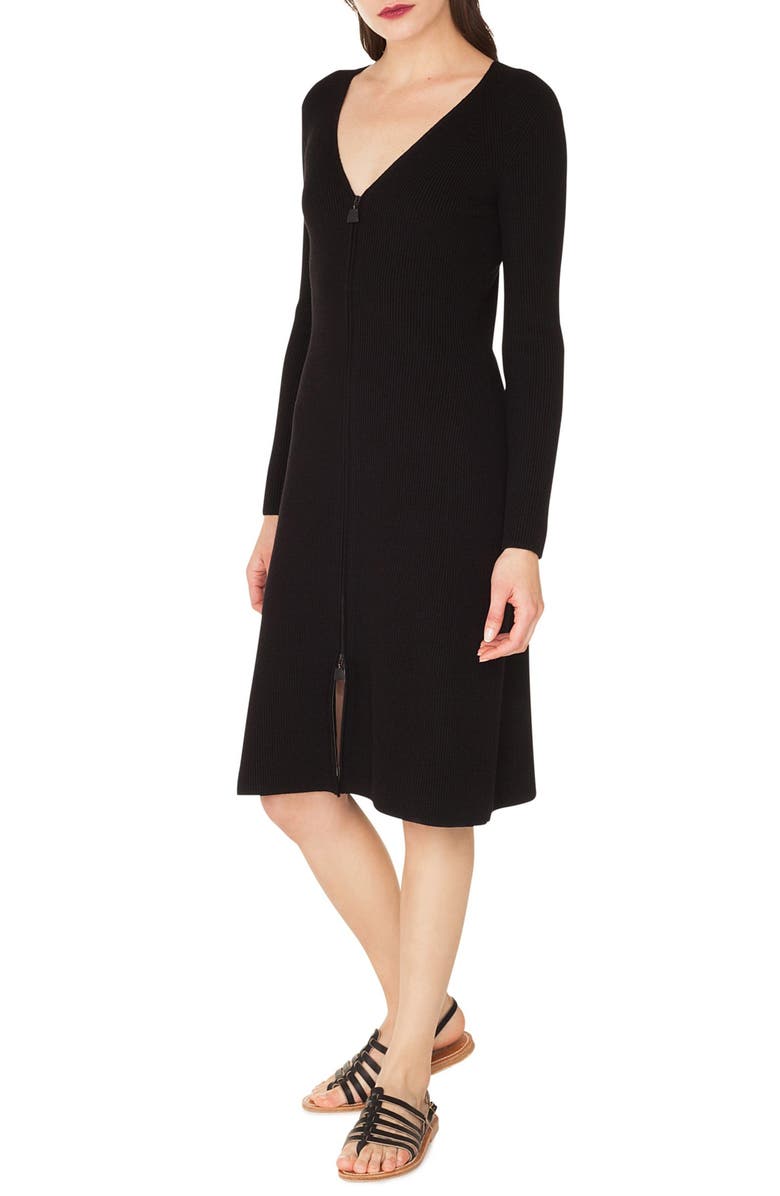 Akris Rib Knit Stretch Wool & Silk Dress, Alternate, color, 