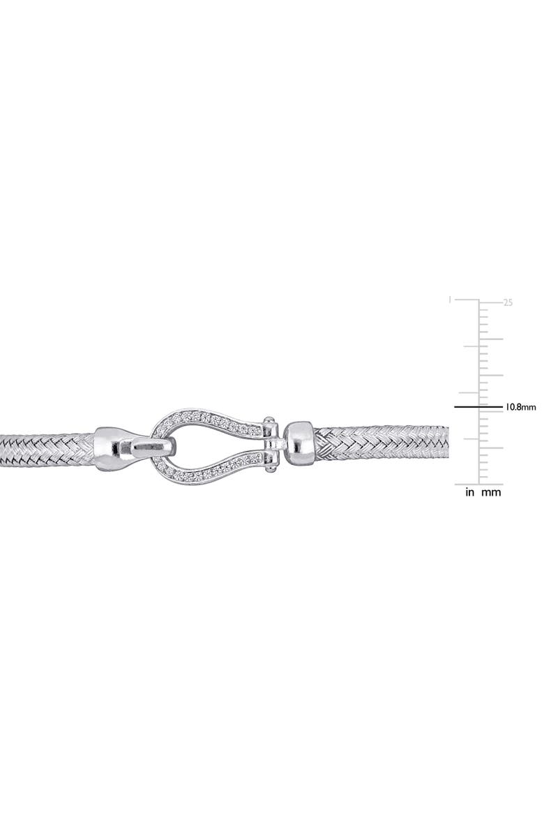 Julianna B. Cubic Zirconia Weave Bangle Bracelet Sterling Silver, Alternate, color, Sterling Silver