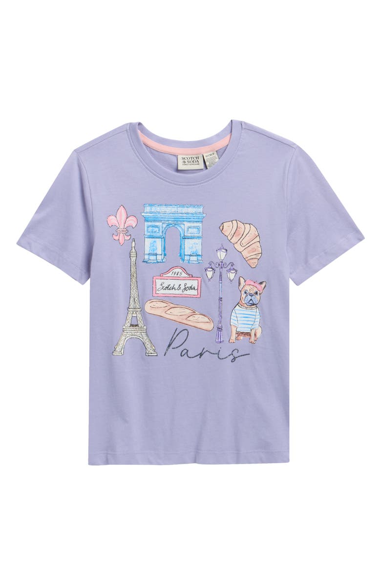 Scotch & Soda Kids' Paris Graphic T-Shirt, Main, color, Lilac