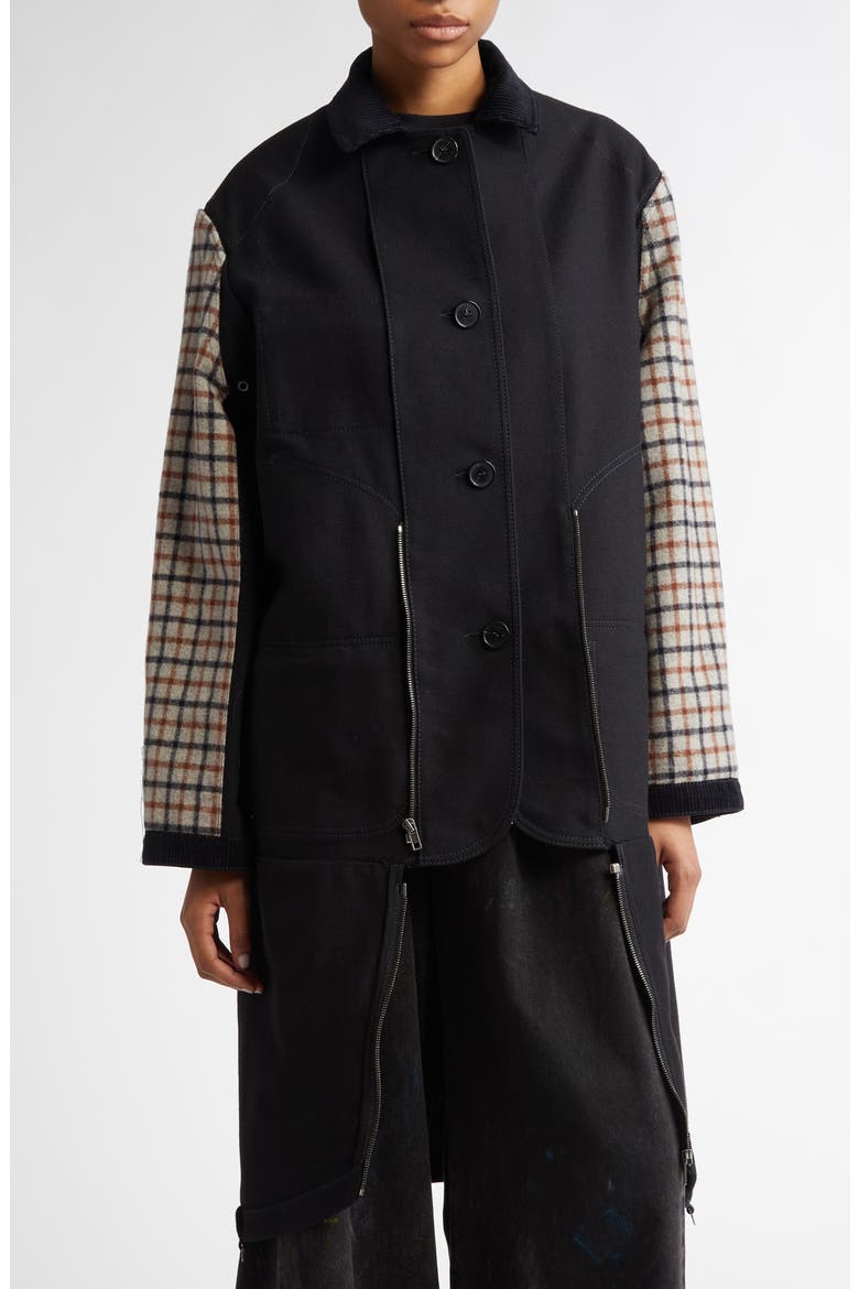 Heavy Cotton & Wool Reversible Double Coat, Alternate, color, BLACK