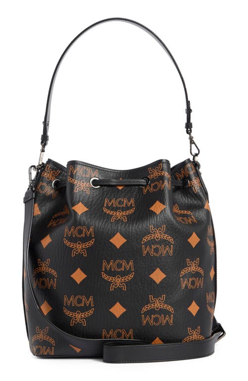 Mcm Dessau Monogram Bucket Bag In Black