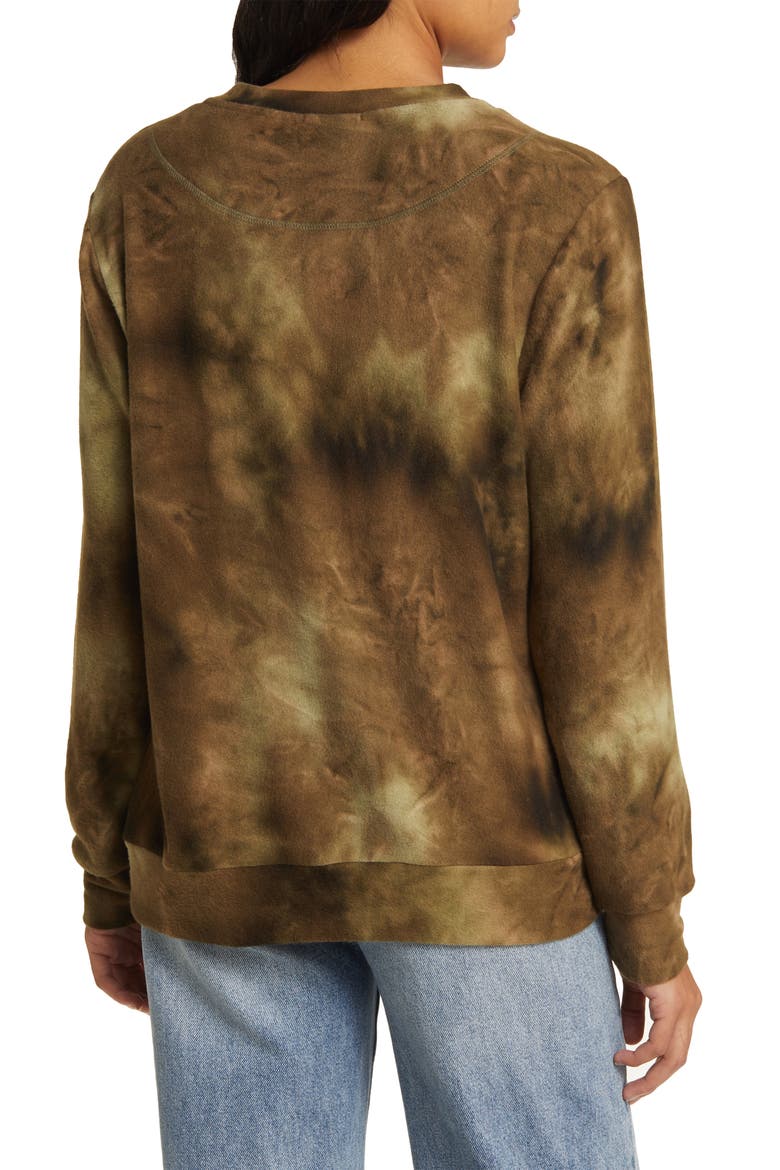 Tie Dye Long Sleeve Hacci Knit Top, Alternate, color, OLIVE
