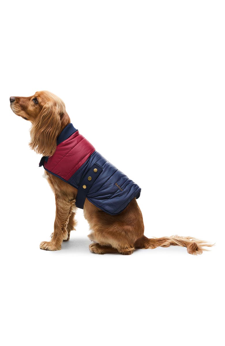 Barbour Brampton Quilted Colorblock Dog Coat, Alternate, color, Red/ Navy