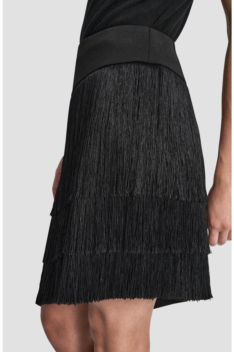 Tiered Fringe Skirt, Alternate, color, BLACK